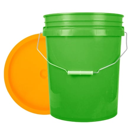 World Enterprises Bucket, 12 in H, Lime Green and Yellow 5LIGRN,345YEL